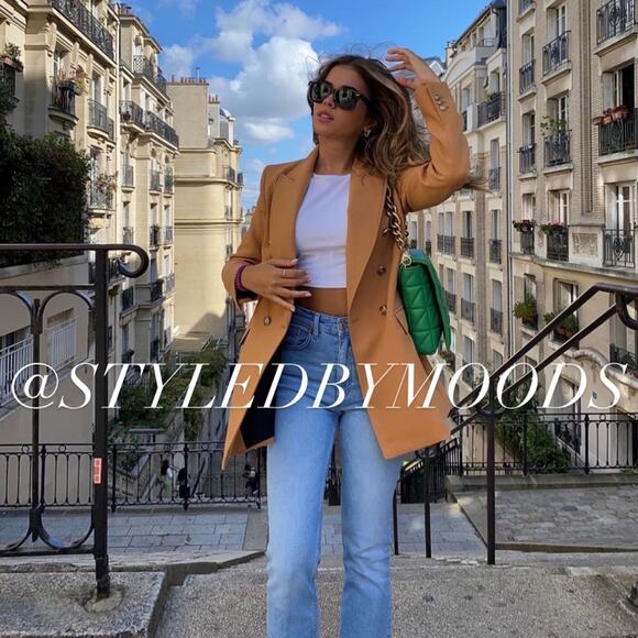 NWOT Zara Double Breasted Long Camel Color Blazer. Blogger fave. - Picture 2 of 13